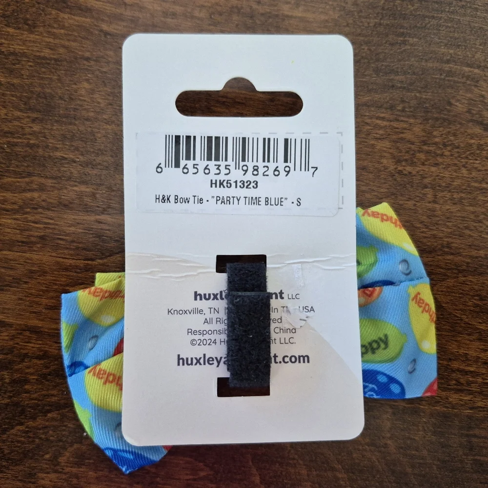 NEW Huxley & Kent Party Time Blue Bow Tie Birthday Dog Cat